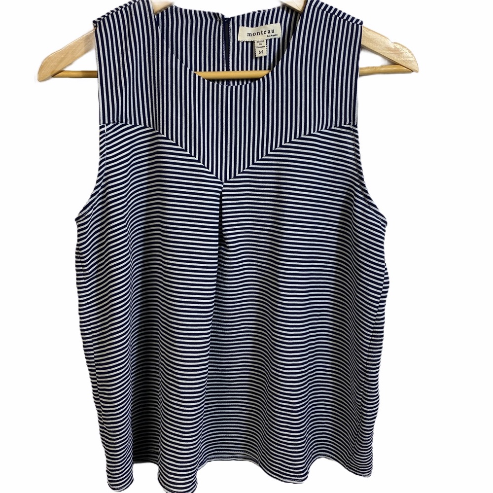 Monteau Sleeveless Tank Striped Top Blouse